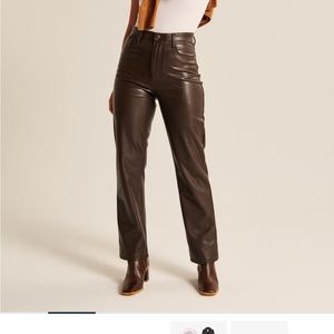 Brown Abercrombie Faux leather pants